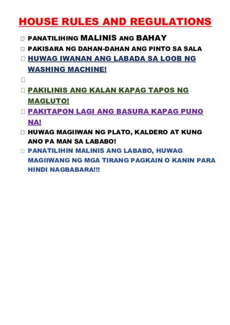 tagalog ng rules and regulations